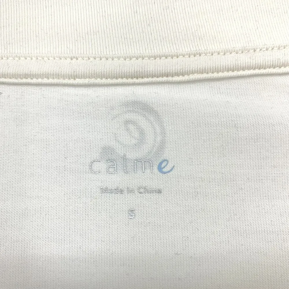 Calme By Johnny Was Top Womens Size Small Cream Scoop Neck Cinched Waist Hem